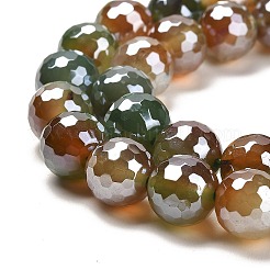 Electroplated Natural Agate Round Beads Strands&nbsp;G-L598-A01-03A
