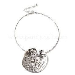 Tibetan Style Alloy Lotus Leaf Pendant Necklaces for Women&nbsp;NJEW-Q343-01AS