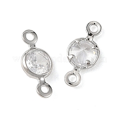 SHEGRACE Brass Pave Cubic Zirconia Flat Round Connector Charms&nbsp;XGRQ2O223-442A-P