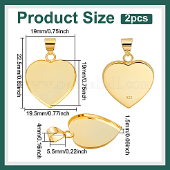 2Pcs 925 Sterling Silver Pendant Cabochon Settings&nbsp;STER-PH0004-70A