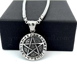 Retro 304 Stainless Steel Nordic Viking Star Pendant Necklaces for Men&nbsp;LS-AA7658