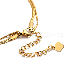 Ion Plating(IP) 304 Stainless Steel Round Snake & Herringbone Chains Double Layer Necklace for Men Women&nbsp;NJEW-E046-03G