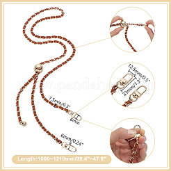 PU Leather & Piatinum Alloy Handbag Chain Straps&nbsp;PURS-WH0008-01G-03