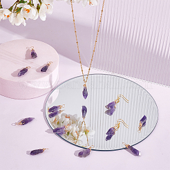16Pcs Raw Rough Natural Amethyst Copper Wire Wrapped Pendants&nbsp;PALLOY-AB00104