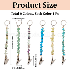 6Pcs Natural & Synthetic Gemstone Keychains&nbsp;KEYC-GF00003