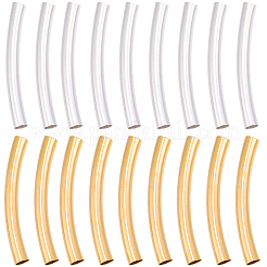 300Pcs 2 Colors Brass Curved Tube Beads&nbsp;KK-BM0001-02