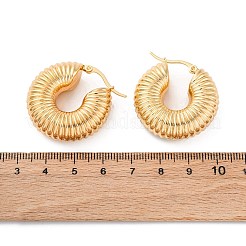 Ion Plating(IP) Chunky Vintage Grooved Hoop Earrings for Women&nbsp;EJEW-O096-52G