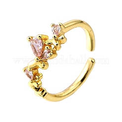 Brass Micro Pave Cubic Zirconia Cuff Rings for Women&nbsp;RJEW-H247-05G