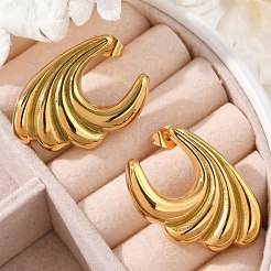 304 Stainless Steel Sea Wave Stud Earrings&nbsp;EJEW-M073-07G-02
