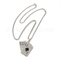 Alloy Full Crystal Rhinestone Playing Cards Pendant Necklaces&nbsp;NJEW-R001-01P-02