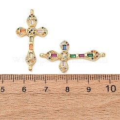 Brass Micro Pave Colorful Cubic Zirconia Connector Charms&nbsp;CU-CBA4579-08G-A