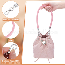 Braided Round PU Leather Bag Handles&nbsp;FIND-WH0180-01B-P