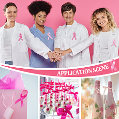 5Rolls 5 Styles Polyester Wave/Breast Cancer Awareness Ribbon Printed Ribbon&nbsp;OCOR-PH0004-22