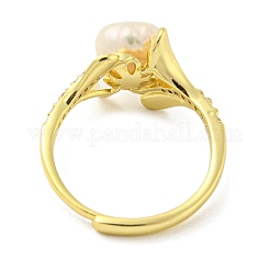 Natural Pearl Flower of Life Adjustable Ring&nbsp;RJEW-H220-26G