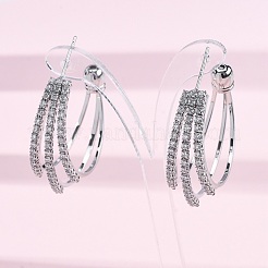Triple C-Shaped Brass Micro Pave Clear Cubic Zirconia Stud Earrings&nbsp;EJEW-R025-29P