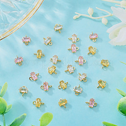 24Pcs 3 Colors Brass Pave Cubic Zirconia Rectangle Connector Charms&nbsp;KK-TA0009-18