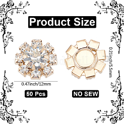 Cubic Zirconia with Alloy Flower Buckles&nbsp;DIY-CP0012-09B-01
