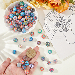 120Pcs Handmade Flower Pattern Polymer Clay Beads&nbsp;CLAY-PA0001-24A
