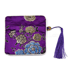 Chinese Brocade Tassel Zipper Jewelry Bag Gift Pouch&nbsp;ABAG-F005-07