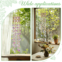 Crystal Glass & Iron Hanging Suncatchers&nbsp;HJEW-SP0001-88B