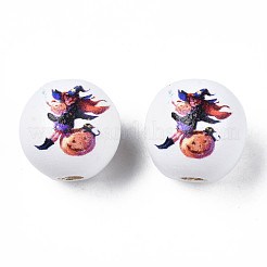 Halloween Printed Natural Wood Beads&nbsp;WOOD-S057-084
