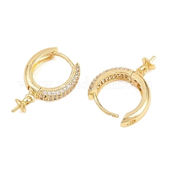 Brass Micro Pave Clear Cubic Zirconia Huggie Hoop Earring Findings&nbsp;KK-Z158-02G