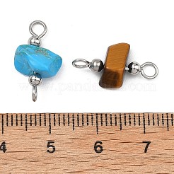 15Pcs 5 Colors Natural & Synthetic Mixed Gemstone Chip Links Connector Charms&nbsp;PALLOY-JF05360