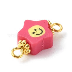 Handmade Polymer Clay Star Smiling Face Link&nbsp;PALLOY-JF00786