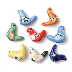 8Pcs 7 Colors Handmade Printed Porcelain Beads&nbsp;PORC-FS0001-39