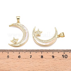 Brass Micro Pave Clear Cubic Zirconia Pendants&nbsp;KK-N254-188G