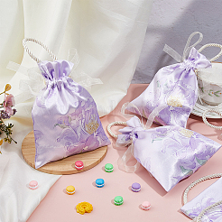 Rectangle Polyester Candy Gift Drawstring Bags&nbsp;ABAG-WH0062-03