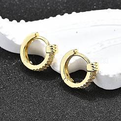 Brass Micro Pave Clear Cubic Zirconia Hoop Earrings&nbsp;EJEW-H157-08G