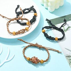 4Pcs 2 Colors Adjustable Braided Waxed Cord Macrame Pouch Bracelet Making&nbsp;MAK-CJ0001-18