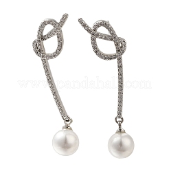 Rack Plating knot Brass Micro Pave Clear Cubic Zirconia Stud Earrings&nbsp;EJEW-H143-23P