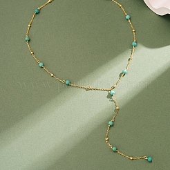 925 Sterling Silver & Synthetic Turquoise Round Ball Tassel Y Necklaces for Women&nbsp;SE-CBA9BBC-18G