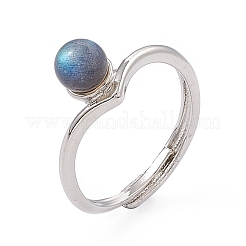 Natural Labradorite Adjustable Rings&nbsp;RJEW-G273-11P-01