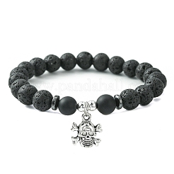 Natural & Synthetic Mixed Gemstone Beaded Stretch Bracelets with Alloy Charms&nbsp;BJEW-JB09444