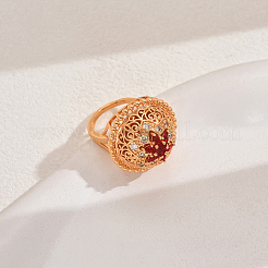 Adjustable Geometric Hollow Brass Micro Pave Cubic Zirconia Cuff Rings for Women&nbsp;QD3494-1