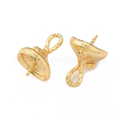 Rack Plating Brass Micro Pave Clear Cubic Zirconia Cup Peg Bails&nbsp;ZIRC-L098-048G