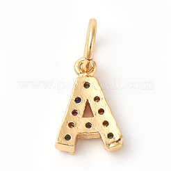 Brass Micro Pave Colorful Cubic Zirconia Charms&nbsp;ZIRC-F092-01-A