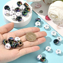 30Pcs 2 Colors UV Plating Printed Opaque Acrylic European Beads&nbsp;MACR-YW0004-81