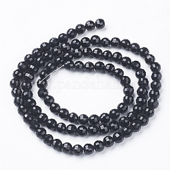 Faceted Black Glass Round Bead Strands&nbsp;X-GLAA-R095-6mm-08