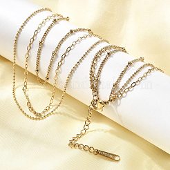 304 Stainless Steel 3 Layered Chain Necklaces for Women&nbsp;NJEW-K255-56G
