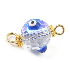 Transparent Evil Eye Glass Connector Charms&nbsp;PALLOY-JF02209