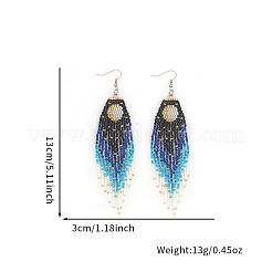 Handmade Glass Seed Beads Moon Dangle Earrings&nbsp;PT7673