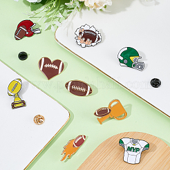 9Pcs 9 Styles Rugby Sports Series Enamel Lapel Pin Backs&nbsp;JEWB-SC0001-98