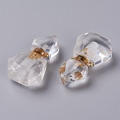 Hexagon Natural Quartz Crystal Perfume Bottle Pendants&nbsp;G-H241-03E-G