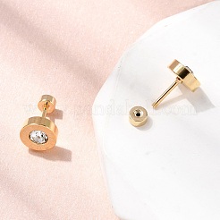 304 Stainless Steel Flat Round Stud Earrings&nbsp;EJEW-F396-01G-02
