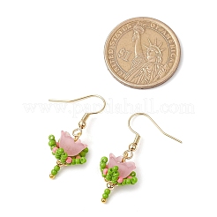 Flower Handmade Glass Seed Beads & Acrylic Beads Dangle Earrings&nbsp;EJEW-MZ00359