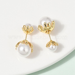 Round Brass Stud Earrings&nbsp;EJEW-H154-03G
